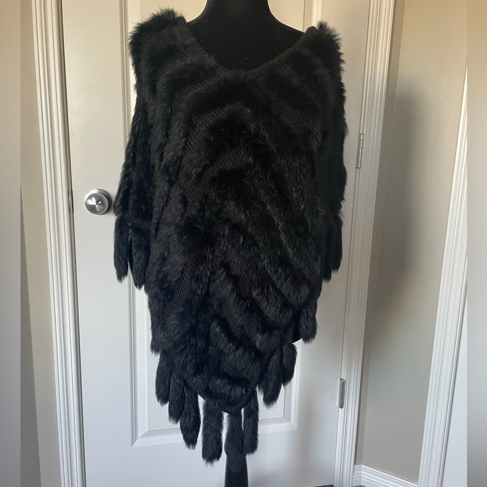 Rabbit fur poncho